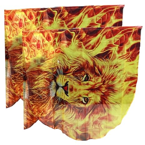 Ginwrek Banderas de baile de alabanza, 1 par de banderas de baile de llamas amarillas, patrón de leones de adoración para la iglesia, bandera de alabanza de gasa, 55.12 x 55.12 pulgadas
