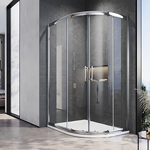 ELEGANT 1200 x 800 mm Quadrant Shower Cubicle Enclosure Sliding Door | 6mm Easy Clean Glass, Shower Enclosure Cubicle Door, Stainless Steel Bar Handle