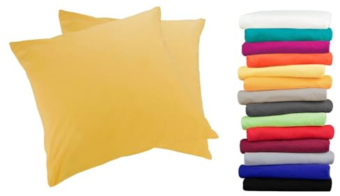 Moon 2er Pack Luxury Linon Kissenbezug 100% Baumwolle-gelb-40x40