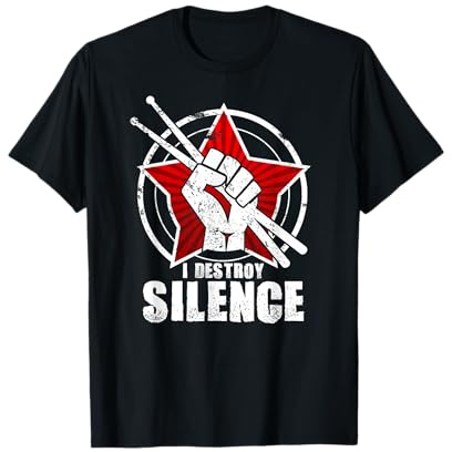 Drummer I Destroy Silence Schlagzeug Geschenk T-Shirt