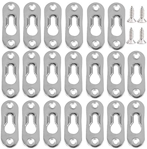 Pomlink - Confezione da 20 ganci, design a serratura, in metallo, 45 x 16 mm, 40 viti di fissaggio in metallo incluse, per cornici, specchi, armadietti