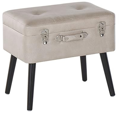 Beliani Moderner Hocker mit Stauraum beige Kunstleder Kofferhocker Mallard