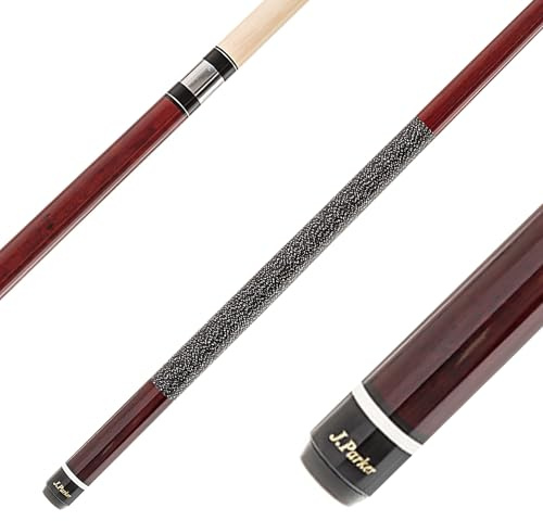 Parker Billardqueue JPS-Serie einfarbiger 2-TLG.Profi-Cue, hochwertiges Ahornholz und Leinenwicklung Griffbereich, 13 mm Ledertip, schwarz, dunkelrot und weiß