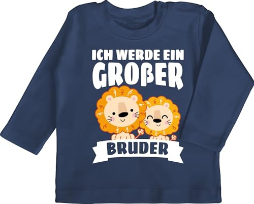 Shirtracer - Baby Langarmshirt - Ich werde EIN großer Bruder - Löwe