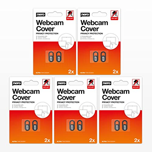 Nero Webcam Cover | Kamera Abdeckung selbstklebend 0,7 mm | Anti-Spy Privacy Schutz mit Schieber | Für Laptop, PC, MacBook, Smartphone, Tablet, Computer | Schwarz