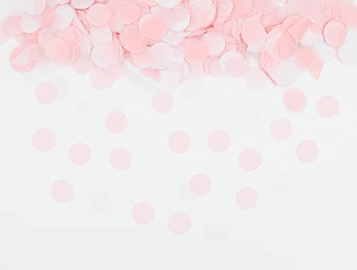 Cavore Konfetti rosa/weiß, 2.5cm rund, 30g, 1500 Stück – Partydeko für Geburtstag Frauen, Kindergeburtstag, Taufe, Mädelsabend, Babyparty Mädchen