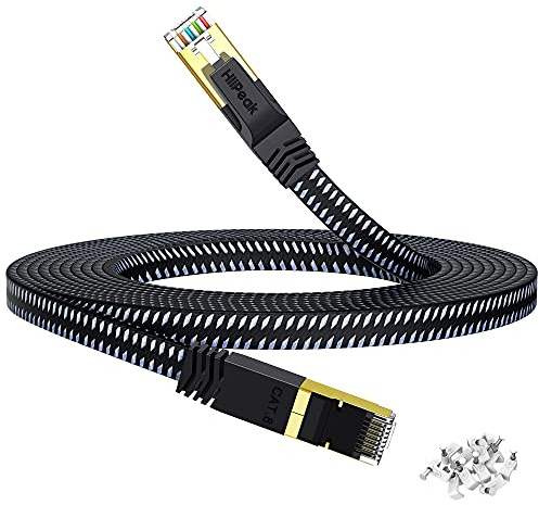 HiiPeak lan kabel cat 8 netzwerkkabel cat 8 ethernet kabel verlegekabel cat 8.1 lan kabel Flach mit 40 GB Nylon Geflochtener (30m)