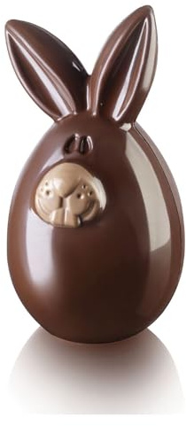 silikomart | Stampo per Cioccolato Termoformato Riutilizzabile LUCKY BUNNY, Confezione da 1 Stampo per Uovo di Cioccolato, Forma Coniglietto, 285 x 150 h 58 mm, Made in Italy