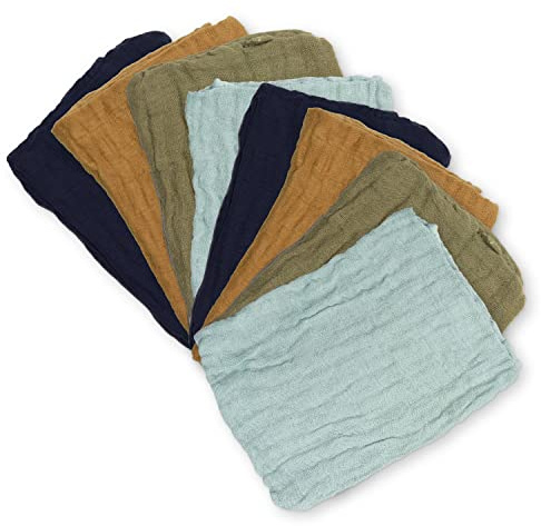 PIPPI Baby 8er Pack einfarbige Spucktücher aus Bio-Baumwolle