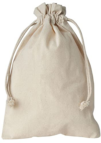 | 5 Baumwollsäckchen, Stoffbeutel Oeko-Tex 100 Standard zertifiziert - naturbelassen mit KOrdel, lebensmittelgeeignet, Geschenkbeutel, Adventskalender (30x20 cm)