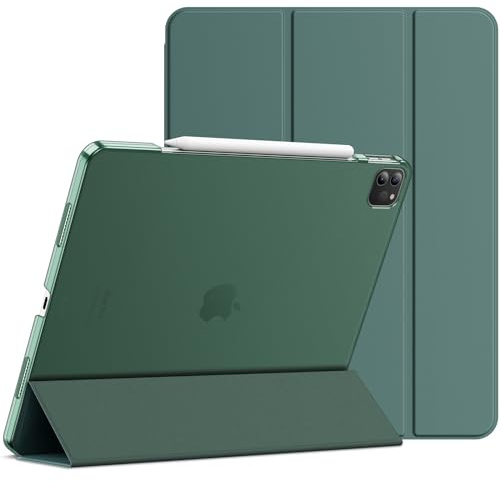JETech Hülle für iPad Pro 12,9 6./5. Gen (2022/2021), Neblig Grün | Schlanke Transluzent Rückseite, Dreifach-Ständer, Auto Schlafen/Wachen, Leichter Stoßschutz
