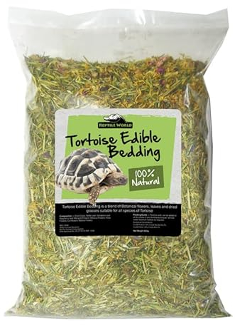 Reptile World Tortoise Edible Bedding 10ltr Bag | Readi Grass, Flowers & Leaves, Botanical Bedding Food