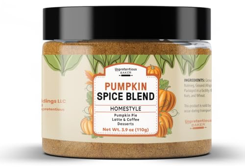 Mezcla de especias de calabaza por Unpretentious Baker, 4 onzas, sabor a otoño, aromático, bebidas y hornear