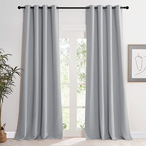 KGORGE Thermovorhang Hitzeschutz Blickdichte Vorhänge mit Ösen | Hellgrau,2er Set,245 x 140 cm(HxB),Thermo Vorhang gegen Hitze,Verdunkelung,Sonnenschutz,für Schafzimmer/Wohnzimmer