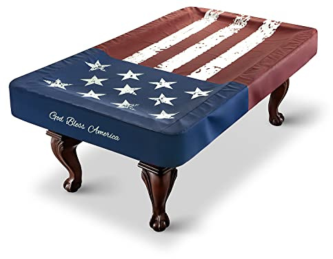 BEARCOVER Pool Table Cover, Waterproof Indoor/Outdoor Heavy Leatherette Pool Table Accessories, Billiards Accessories for Protecting Felt, 7/8/9 Feet Fitted Billiard Covers Red & Blue(8FT/OG.)