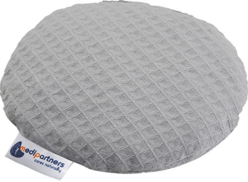 Medi Partners Cherry Stone Cushion Heat Pillow for Babies 180g Round 15cm Eco Natural 100% Cotton Heat and Cold Therapy Massage Therapy (Grey)