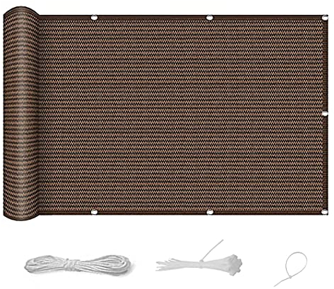 Balkon Sichtschutz 120 x 850 cm UV-Schutz 100% Privatsphäre Zaunblende Tennisblende mit Ösen und Kabelbinder für Balkongeländer Terrasse, Taupe