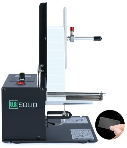 U.S. Solid Automatischer Etikettenspender mit Zähler, Breite 10-115 mm | geschwindigkeitsregulierbar, für transparente Rollenetiketten, für undurchsichtige Rollenetiketten