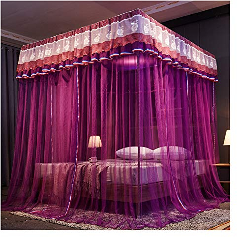 Luxus-Prinzessin, 3 seitliche Öffnungen, Himmelbett-Vorhang, Baldachin, Moskitonetz, Netz für Mädchen bis King-Size-Betten, einfaches Installationssystem (Größe: 180 x 220 x 200 cm, Farbe: C
