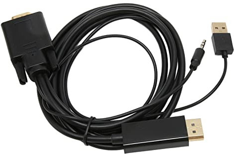 Adattatore da VGA a DisplayPort, Adattatore da DisplayPort a VGA 1080P con Alimentazione, Cavo Convertitore da VGA a DP per RPi per Nuc per PS3 per One per 360