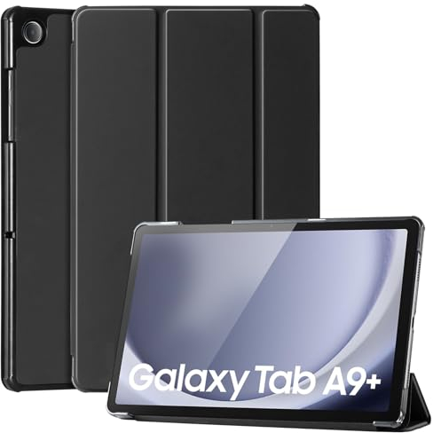 CoBak Hülle für Samsung Galaxy Tab A9+ / A9 Plus 2023 (SM-X210/X216/X218) 11 Zoll, Komplett neues PU-Leder Dreifach Falt Klapp Schutzhülle mit Auto Schlaf/Wach Funktion (Schwarz)