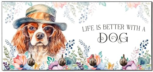 Cadouri Design-Hundegarderobe mit Cavalier King Charles Spaniel - Leinenhalterung für Halsband, Leine & Geschirr - originelles Geschenk für Hundebesitzer - handgefertigt