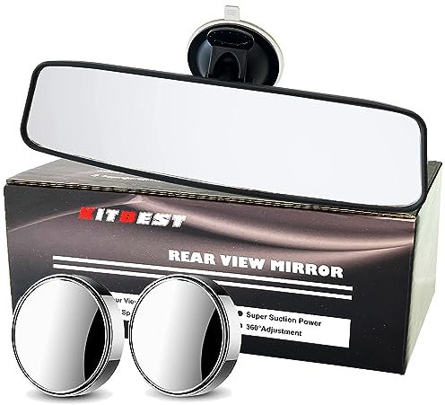 KITBEST Rear View Mirror for Driving Test, Driving Instructor Mirror with 2 Blind Spot Mirrors, Extra Second Car Interior Mirrors for Examiner Learner Lesson Passenger, Adjustable with Suction Cup