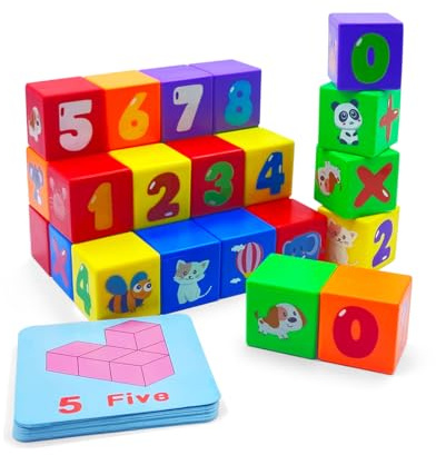 JAYSRIS Blocchi di costruzione in plastica impilabili 30 cubi, 3 x 3 x 3 cm, grandi blocchi in ABS colorato, giocattolo educativo per la costruzione prescolare, esercizi di sviluppo delle abilità