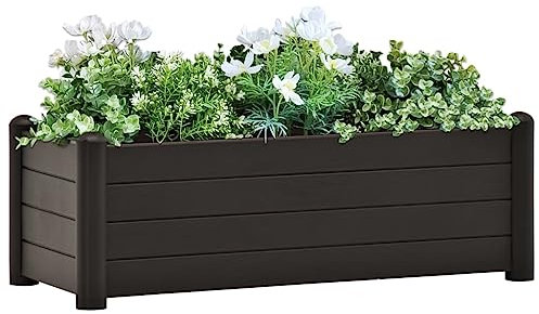 Blumenwanne Pflanztisch Balkonschrank Blumenkasten Hochbeete für Garten Garten-Hochbeet PP Anthrazit 100x43x35 cm Geeignet für Gartenbalkone im Freien
