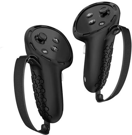 Digicharge Silikon Kontrollgrepp för Meta Quest 3S, 3S Xbox edition, Quest 3 Touch Controllers fodral skyddskåpa för MetaQuest 3 VR-handtag, anti-fall silikonskyddshylsa med justerbar handrem