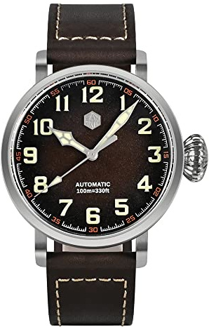San Martin Vintage Pilot PT5000/YN55 Orologio meccanico da uomo in vetro zaffiro impermeabile in acciaio inossidabile orologio da polso, YN55