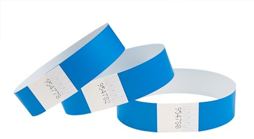 CINTAPUNTO Einlassbändchen Papier Neon Blue, Eintrittsbänder 100 Stück | Einlassbänder - Festival Armbänder - Party Bändchen Einlass Eintritt - eintrittsbändchen - Bänder Club - Wristband