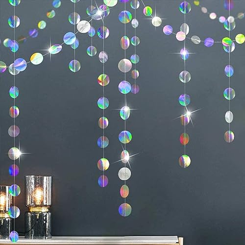 Guirlande Étoile Paillette en Papier - 3 Pièces Rond, 12 m - Idéal pour la Décoration de Fêtes d'Anniversaire et de Mariage