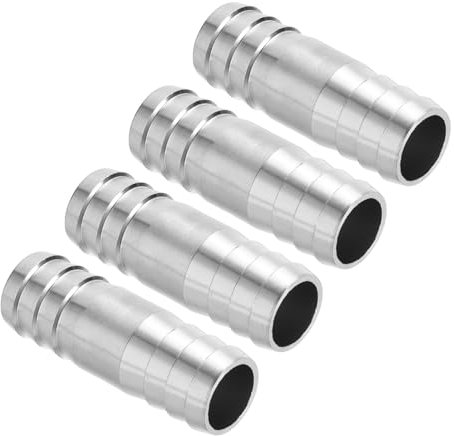 PATIKIL Empalme de Manguera de 3/4 4 Piezas de Acero Inoxidable Acoplador de Empalme de Manguera Redonda Adaptador de Unión para Agua Aire Gas Color Plateado