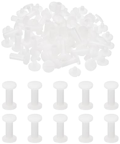 PATIKIL 40 ensembles de vis de Chicago en plastique à tête fendue 5,5 mm OD | de 14 mm, boulons de vis de poteau en plastique blanc pour rivets de cuir connecteurs albums photo scrapbook