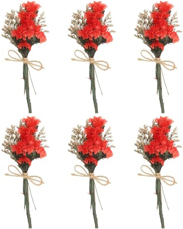 PATIKIL 6pz Mazzo di Fiori Secchi Mini Fiore di Nontiscordardimé Rosso