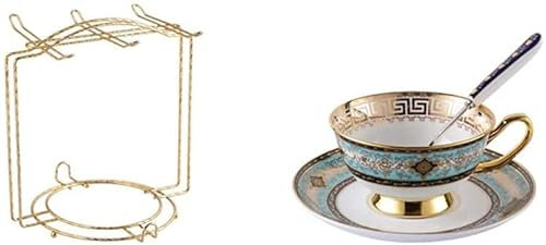 Teeservice aus feinem Knochenporzellan, Teeservice aus blauem und weißem Porzellan mit Blumentee und Früchtetee, Teekanne und Stövchen aus Glas, Tassen- und Untertassenset für 4 Personen, Geschenke f