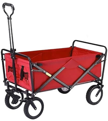 Chariot utilitaire de jardin pliable robuste avec 4 roues pour plage et jardin