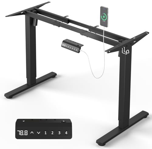 Xyndyx Escritorio eléctrico de altura ajustable, estructura con puerto USB-C, control de memoria y función anticolisión, 2 motores, color negro