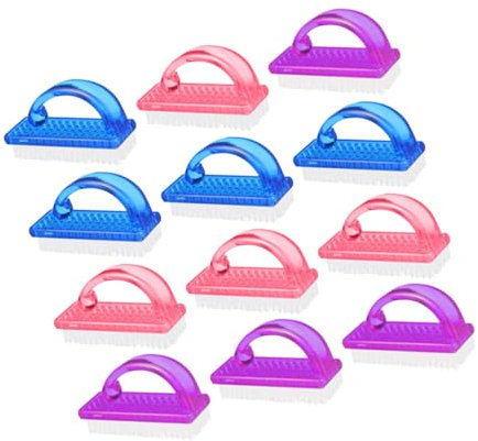 Gatuida 12pcs Nail Brushes Handle Grip Manicure Tools Nail Cleaner Hard Bristles for Fingernail