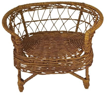 Sharplace 1/12 Puppenhaus Rattan Stuhl Miniatur Modell Simulierte Spielzeug Puppenhaus Spielset Korb Stuhl Ornamente für Szene Dekor Dekorative
