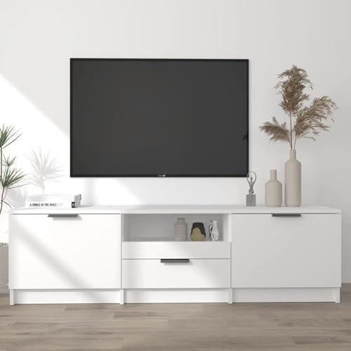Gecheer TV-ställ vit 140 x 35 x 40 cm i flera lager, modernt TV-skåp, TV-bord, TV-skåp, TV-skåp, TV-skåp, TV-skåp, vardagsrumsskåp, P811448