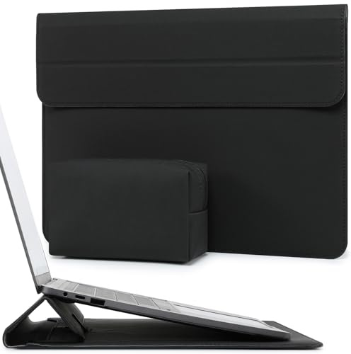 HYZUO 15 Zoll Laptoptasche Hülle mit Ständer für MacBook, Schwarz
