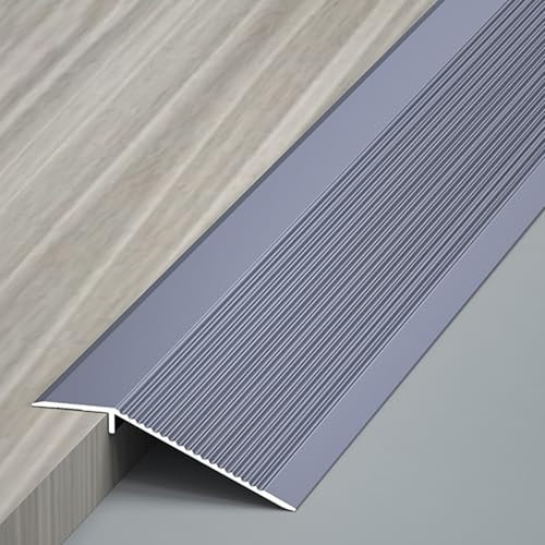 YSPZDQ Rampe Profile de Finition Carrelage, Barre de Seuil Aluminium, Jonction Plan de Travail, Bande de Transition Le Sol pour Moquette et Sol, Bois sur Carrelage 1~4cm Pente Seuil(Gray,115 CM)