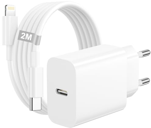 iPhone Ladegerät, iPhone Schnellladegerät und Lightning Ladekabel 2M für Apple iPhone 14 13 12 11 Pro Max/Mini/XS/X/8/SE/iPad, 25W USB C Ladegerät mit Lightning Ladekabel USB C Netzteil Stecker