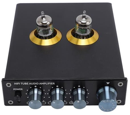 Vacuum Tube Phono Preamp, Stereo Turntable Preamplifier with Volume Bass Treble Control, 3 Equalization Adjustment, HiFi Audiophile Preamplifier for CD Players TVs Laptops (UK Plug)