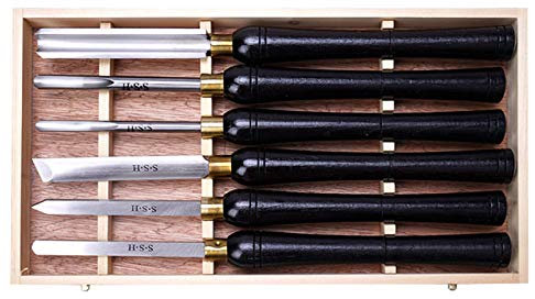 CLLBANT Drehmeißel-Set, rostfreies Drechselzubehör, Drechselwerkzeuge, 6-teiliges Holz mit Holzkoffer für Profis oder Hobby-Holzarbeiter, Größe