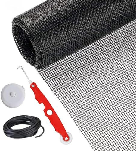 Nudorpn Rullo per schermo in fibra ottica – Kit per la riparazione dello schermo, 157 x 47 pollici, rullo ad alte prestazioni, rete di prova per animali domestici con strumento di rotazione, kit di