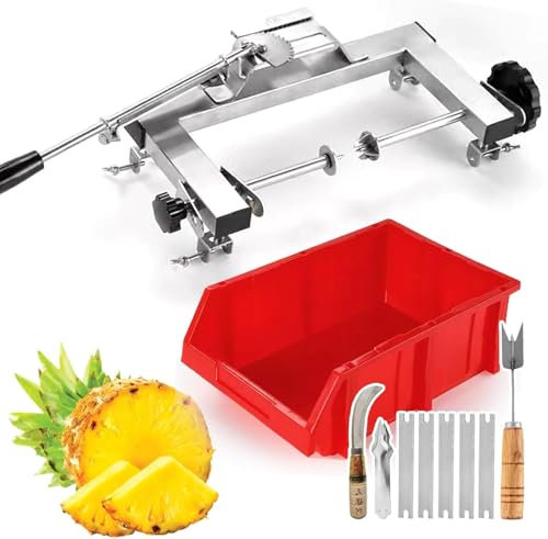 Annuod Pelador de piña de Acero Inoxidable, Herramienta para pelar piña, descascarillador de piña semiautomático, para cocinas domésticas, restaurantes, Bares y supermercados, con Accesorios