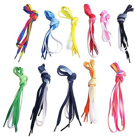 Holibanna 11 Paar 120cm Flache Bunte Farbverlauf Schnürsenkel Aus Polyestermaterial Verschleißfest Und Dekorativ Für Sneaker Und Freizeitschuhe